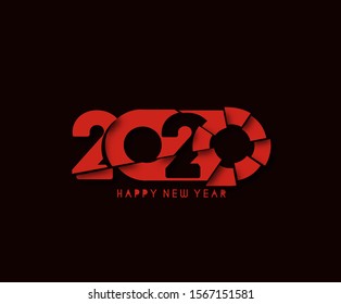 Happy New Year 2020 Text Typography Design Pattern, Vector illustration.