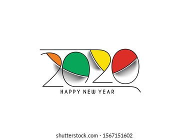 Happy New Year 2020 Text Typography Design Patter, Vector illustration.
