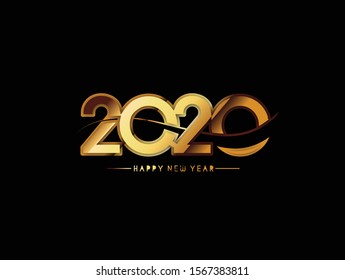 Happy New Year 2020 Text Typography Design Pattern, Vector illustration.