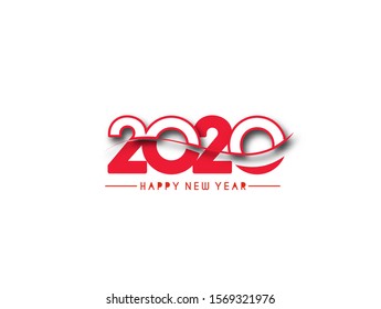 Happy New Year 2020 Text Typography Design Pattern, Vector illustration.