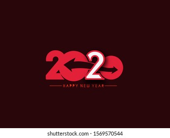 Happy New Year 2020 Text Typography Design Pattern, Vector illustration.