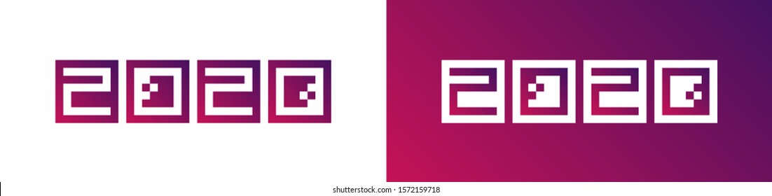 Happy New Year 2020 Text Design Patter, Vector illustration.