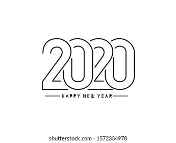 Happy New Year 2020 Text Design  Patter, Vector illustration.