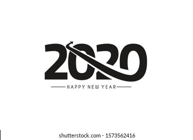 Happy New Year 2020 Text Typography Design Patter, Vector illustration.