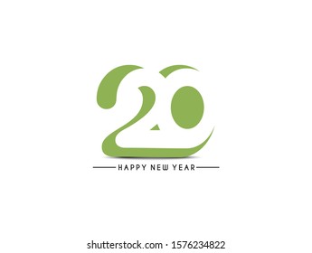 Happy New Year 2020 Text Typography Design Patter, Vector illustration.