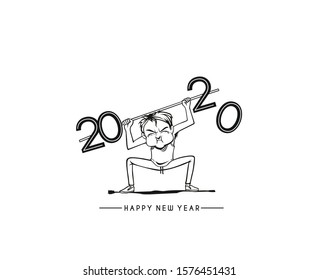 Happy New Year 2020 Text Typography Design Patter, Vector illustration.