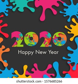 Happy new year 2020 Text Design vector.