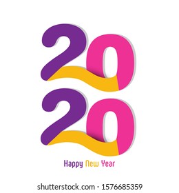 Happy new year 2020 Text Design vector.