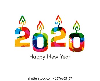 Happy new year 2020 Text Design vector.