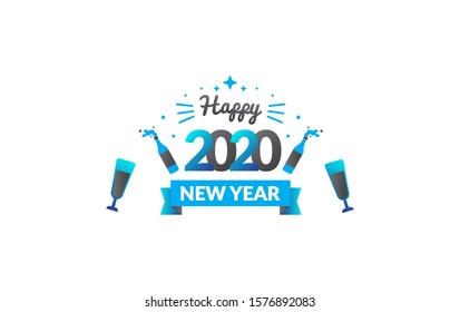 Happy New Year 2020 Text Design Patter, Design Vector illustration.