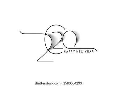 Happy New Year 2020 Text Typography Design Patter, Vector illustration.