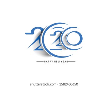 Happy New Year 2020 Text Typography Design Patter, Vector illustration.