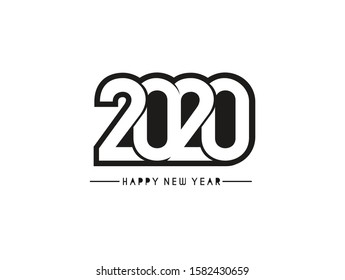 Happy New Year 2020 Text Typography Design Patter, Vector illustration.