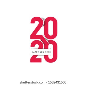Happy New Year 2020 Text Typography Design Patter, Vector illustration.