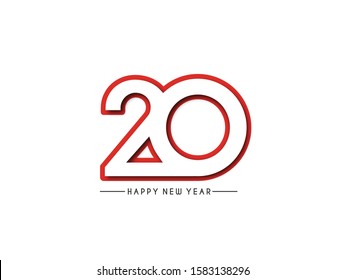 Happy New Year 2020 Text Typography Design Patter, Vector illustration.
