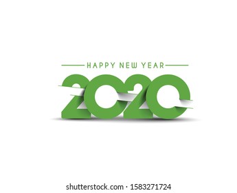 Happy New Year 2020 Text Typography Design Patter, Vector illustration.