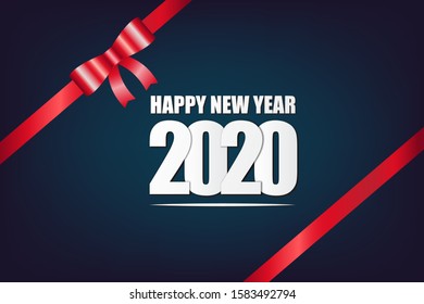 Happy new year 2020 text and gift box background, Advertisement background, Supermaket deal background, Holidays promotion background.