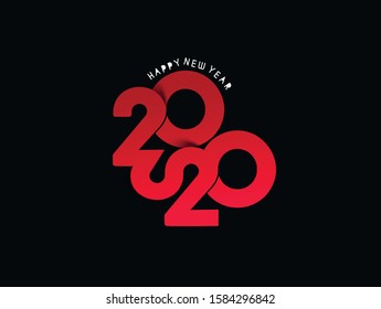 Happy New Year 2020 Text Typography Design Patter, Vector illustration.