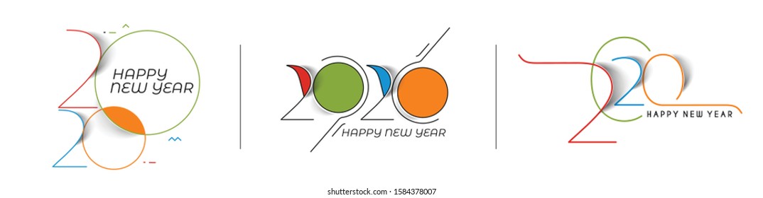 Happy New Year 2020 Text Typography Design Patter, Vector illustration.