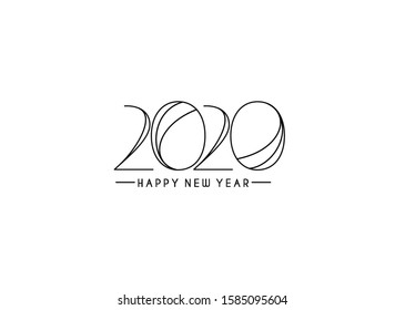 Happy New Year 2020 Text Typography Design Patter, Vector illustration.
