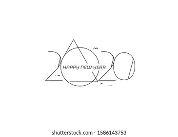Happy New Year 2020 Text Typography Design Patter, Vector illustration.