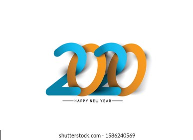 Happy New Year 2020 Text Typography Design Patter, Vector illustration.