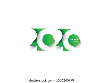 Happy New Year 2020 Text Typography Design Patter, Vector illustration.