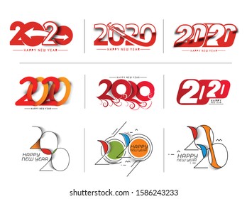 Happy New Year 2020 Text Typography Design Patter, Vector illustration.