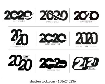 Happy New Year 2020 Text Typography Design Patter, Vector illustration.