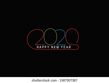 Happy New Year 2020 Text Typography Design Patter, Vector illustration.