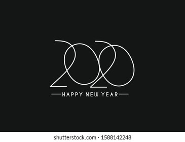 Happy New Year 2020 Text Typography Design Patter, Vector illustration.