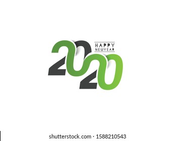 Happy New Year 2020 Text Typography Design Patter, Vector illustration.