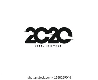 Happy New Year 2020 Text Typography Design Patter, Vector illustration.