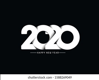 Happy New Year 2020 Text Typography Design Patter, Vector illustration.