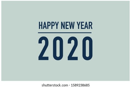 Happy new year 2020 text on green blue background color.