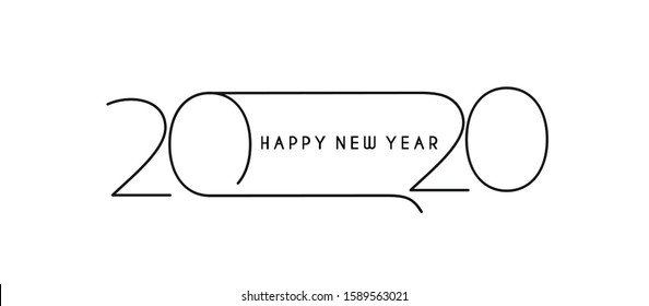 Happy New Year 2020 Text Typography Design Patter, Vector illustration.