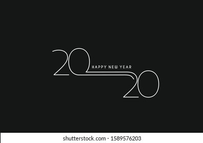 Happy New Year 2020 Text Typography Design Patter, Vector illustration.