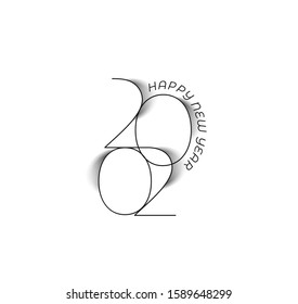 Happy New Year 2020 Text Typography Design Patter, Vector illustration.