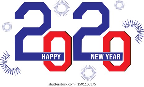 Happy new year 2020 Text Design vector. Holiday background, banner, poster. Cover of business diary for 2020 with wishes. Vector Illustration.