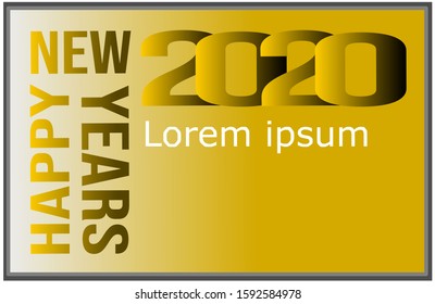 Happy new year 2020! Text and gold background. Minimalist template. Part 2.