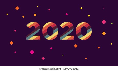 Happy New Year 2020 text and template design for background. Vector greeting illustration