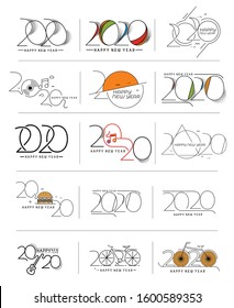 Happy New Year 2020 Text Typography Design Patter, Vector illustration.