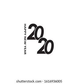 Happy New Year 2020 Text Design Pattern, Vector illustration