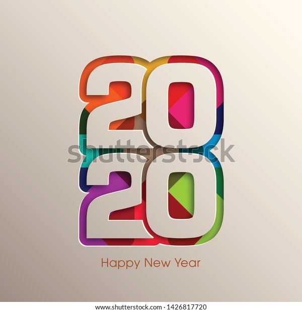 Happy new year 2020 Text Design vector.