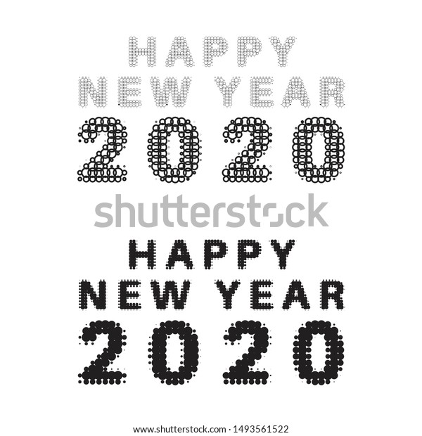 Happy New Year 2020 Text Halftone Stock Vector Royalty Free