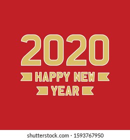 Happy new year 2020 theme design illustration. 2020 template design for calendar, greeting cards or print. Flat vector graphic style