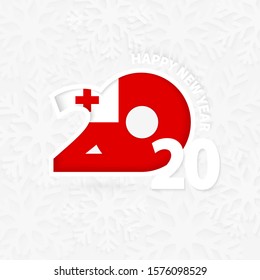 Happy New Year 2020 for Tonga on snowflake background. Greeting Tonga with new 2020 year.