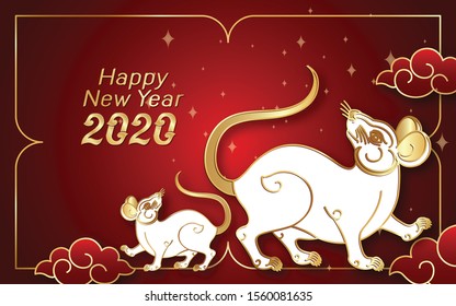 Happy new year 2020 in traditional Thai style, Rat year