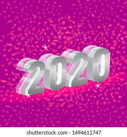 Happy new year 2020 type on purple colored background vector wallpaper backgrounds