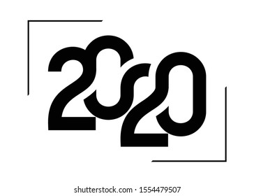 Happy new year 2020 typeface design. Cover business diary calendar for 2020. Brochure, card, banner design template. Vector illustration with isolated on white background.